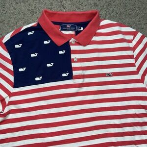 VINEYARD VINES  Short Sleeve Sleeve Patriotic Print Polo Shirt  sz Large